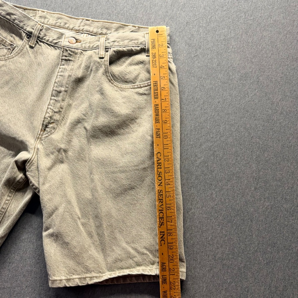 Arizona Jean Company Mens Green Denim Shorts Size 34 Relaxed Fit Cotton